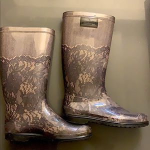 Valentino Lace Print Rubber Boots